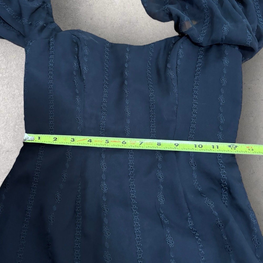 NWT selfie Leslie Ring My Bell Sheer Puff Sleeve Embroidery Detail - Picture 8 of 9